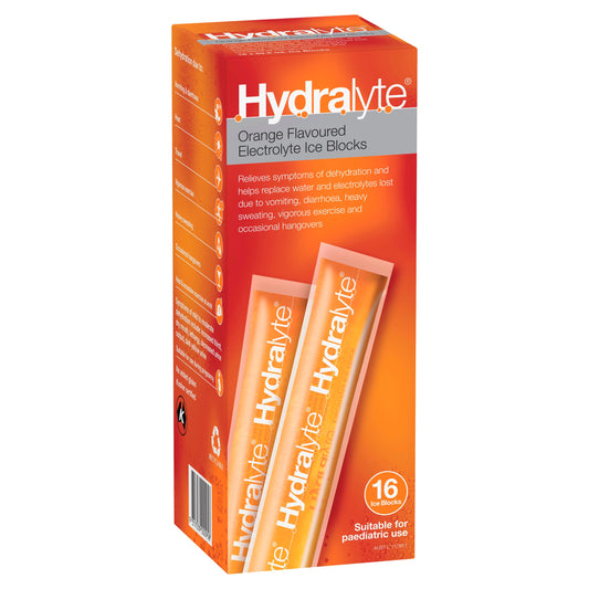 Hydralyte Rehydration Orange Flavoured Ice Blocks 16 Pack - Cutprice Online