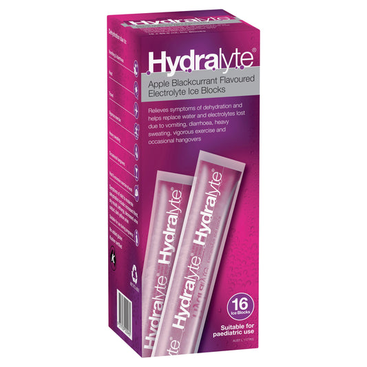 Hydralyte Rehydration Ice Blocks Apple Blackcurrant 16 Pack - Cutprice Online