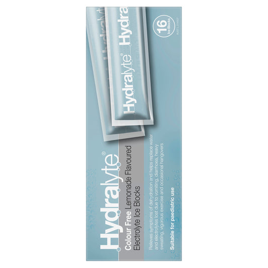 Hydralyte Rehydration Ice blocks Colour Free Lemonade Flavoured 16 Pack - Cutprice Online