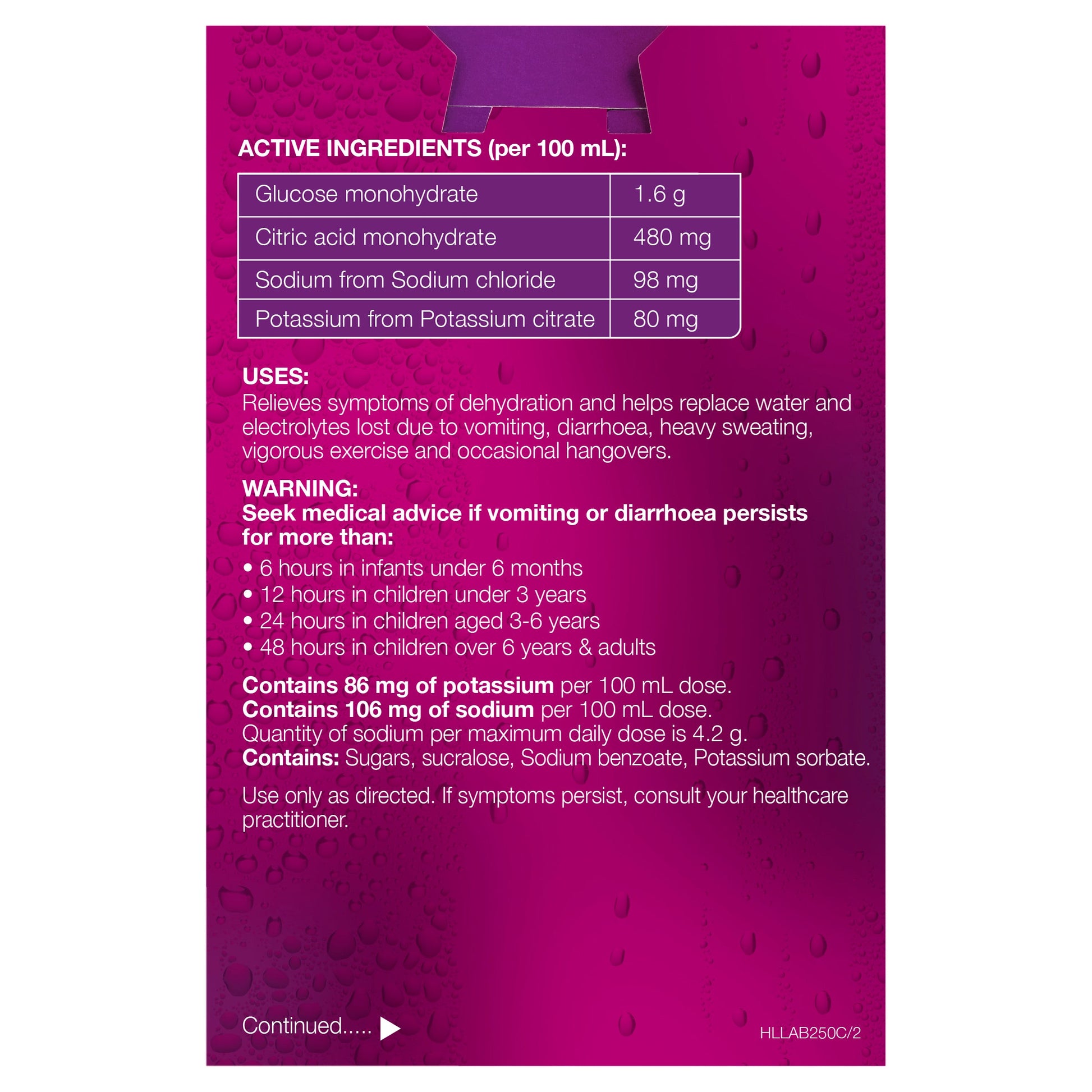Hydralyte Electrolyte Apple Blackcurrant 4 Pack (4x250ml) Solution - Cutprice Online
