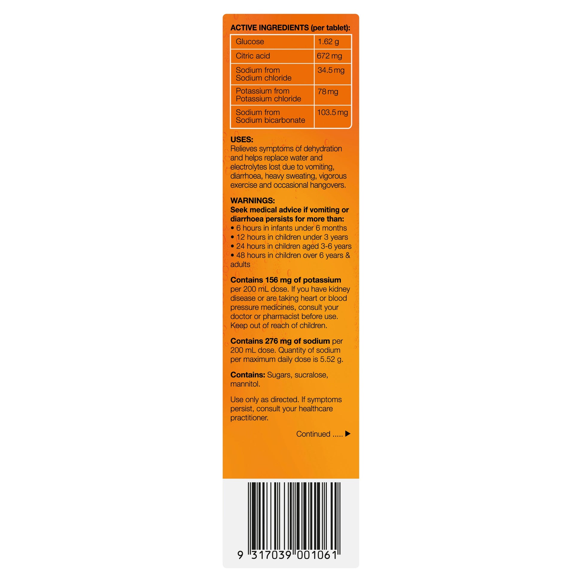 Hydralyte Electrolyte Effervescent Orange 20 Tablets - Cutprice Online