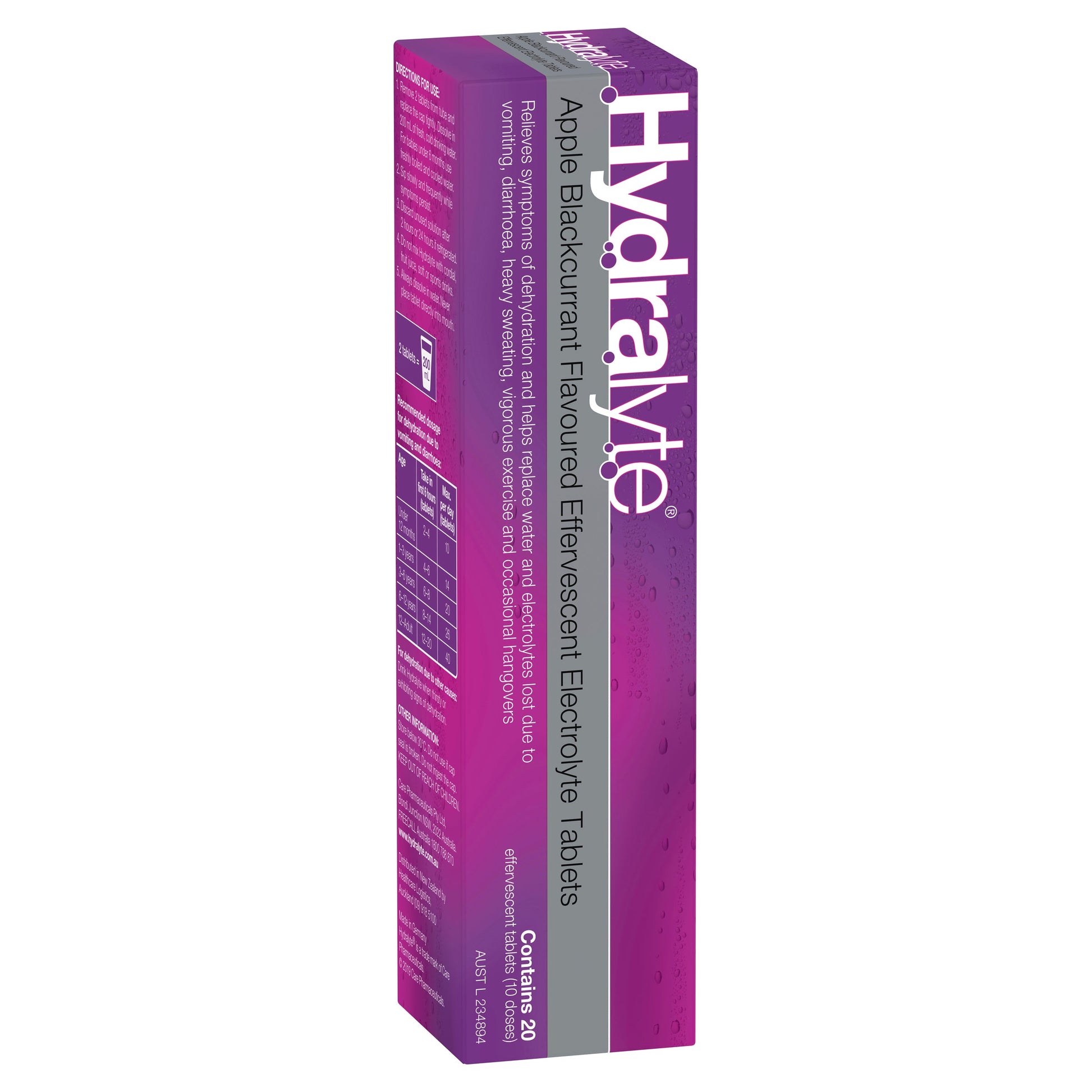 Hydralyte Electrolyte Effervescent Apple Blackcurrant 20 Tablets - Cutprice Online