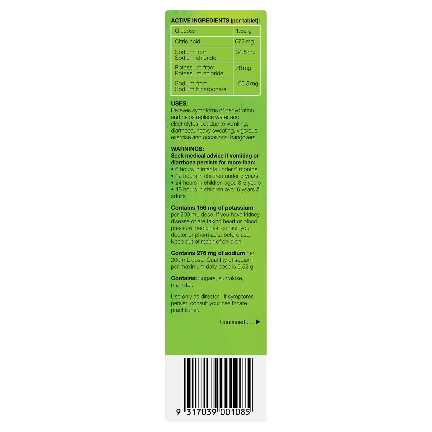 Hydralyte Effervescent Lemon Lime Electolyte Tablets 20 Pack - Cutprice Online