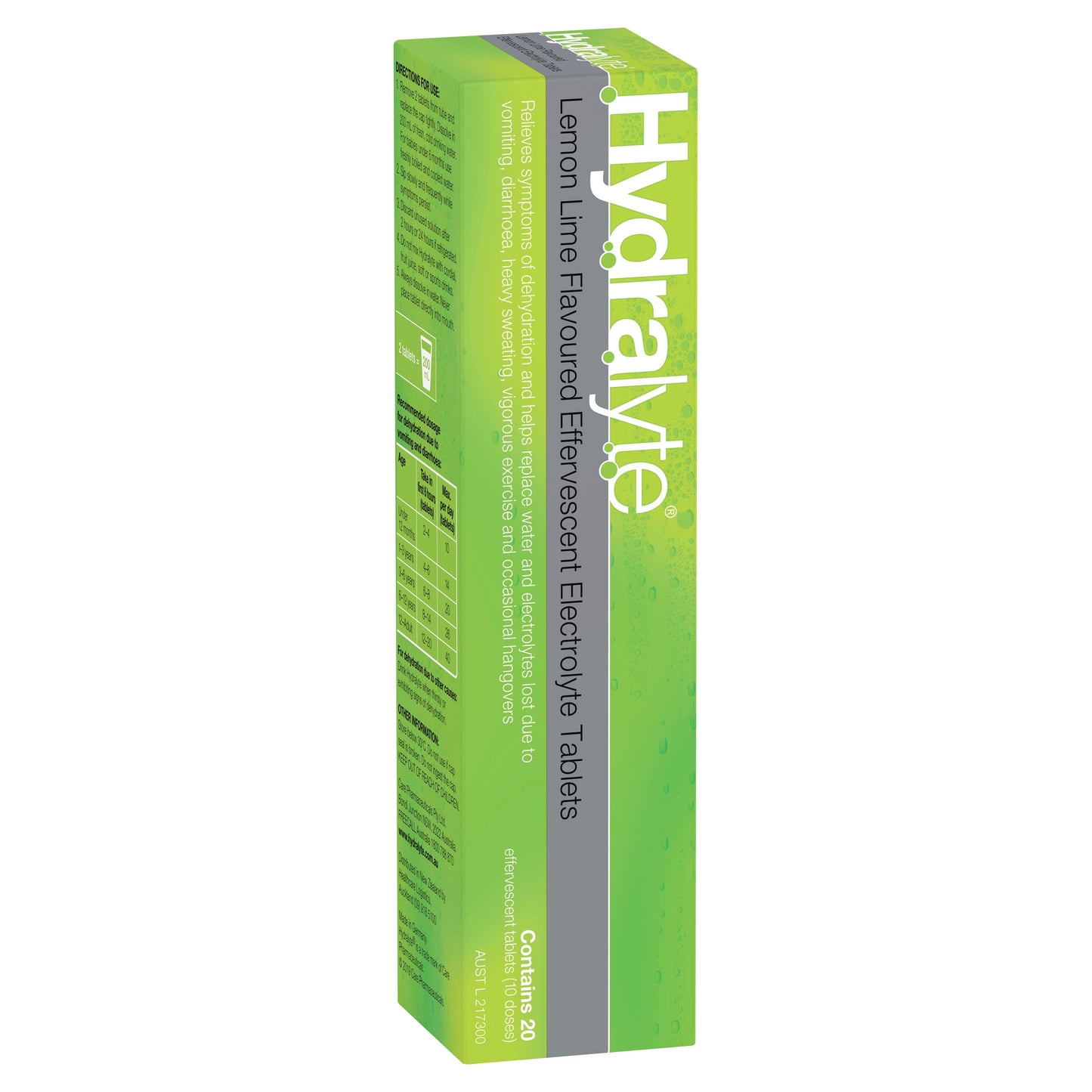 Hydralyte Effervescent Lemon Lime Electolyte Tablets 20 Pack - Cutprice Online