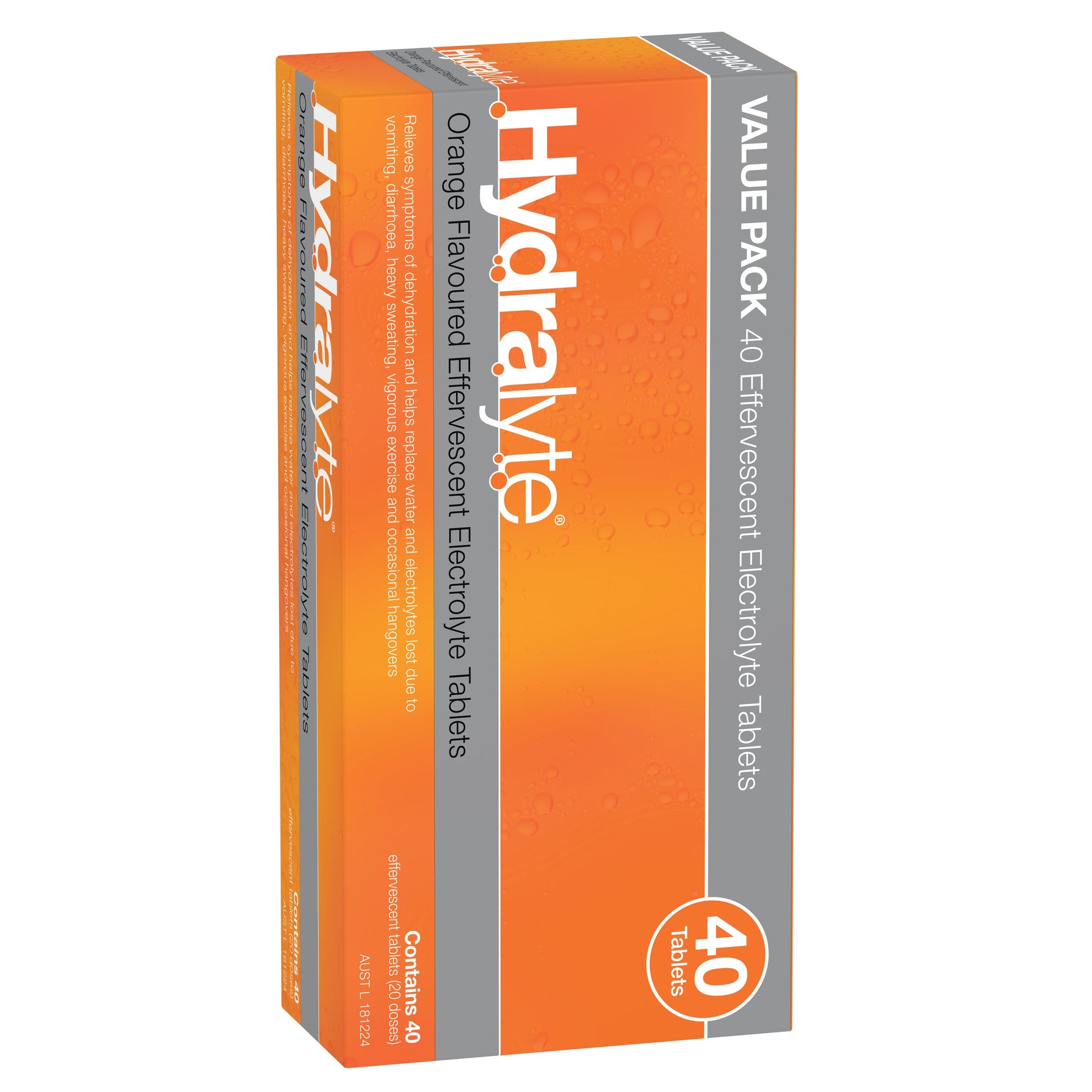 Hydralyte Orange Flavoured Effervescent Electrolyte Tablets 40 Pack - Cutprice Online
