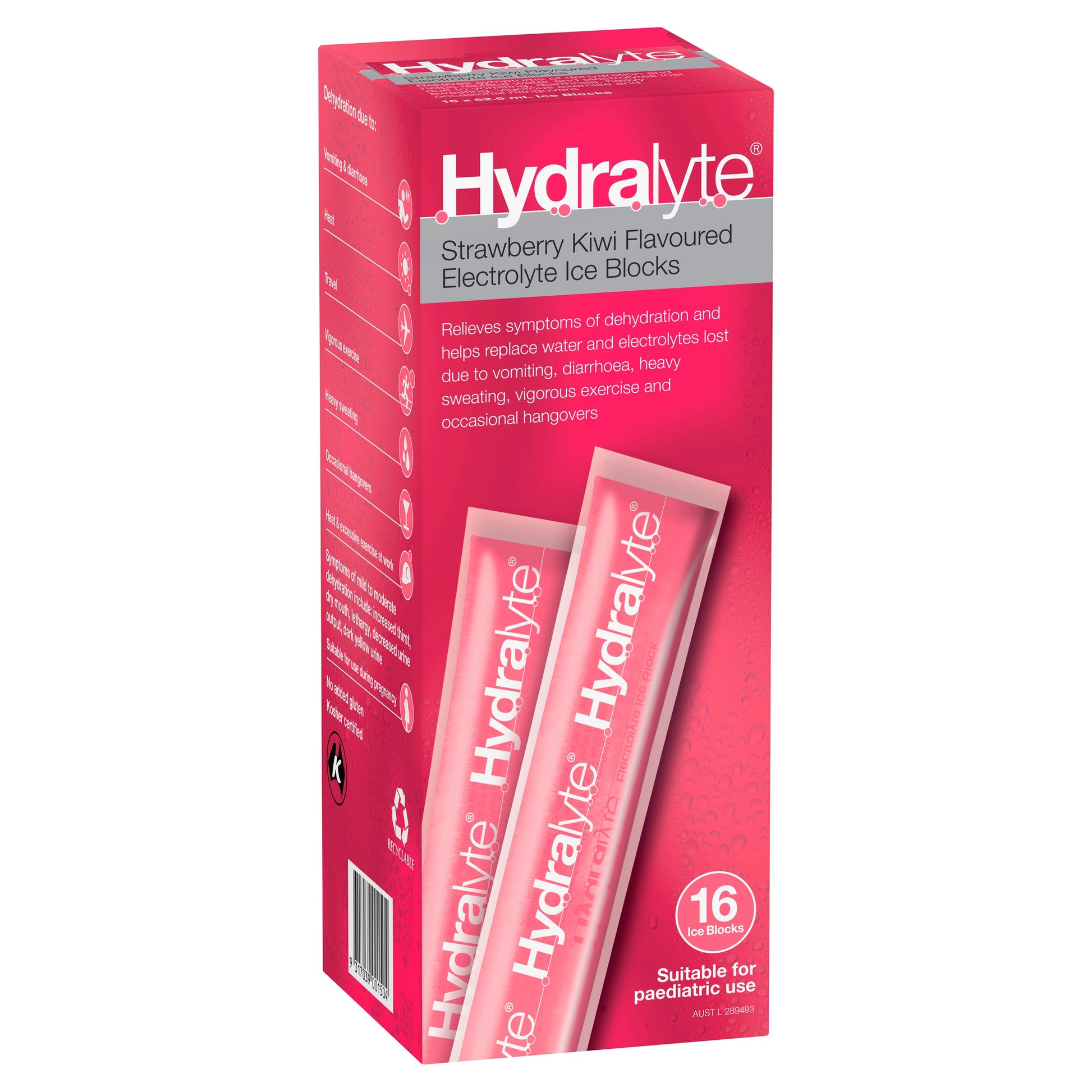 Hydralyte Electrolyte Ice Blocks Strawberry Kiwi 16 - Cutprice Online