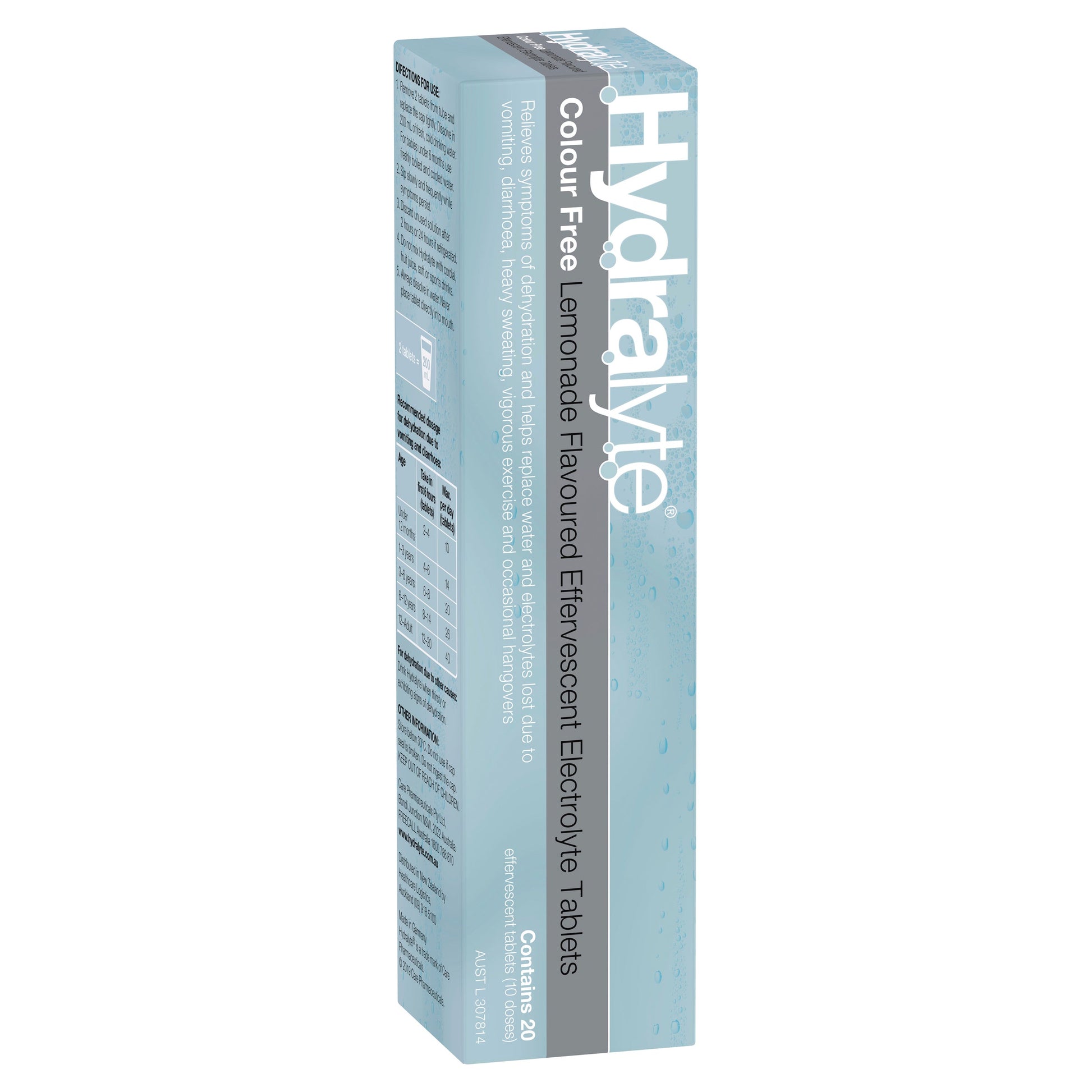 Hydralyte Electrolyte Effervescent Colour Free Lemonade 20 Tablets - Cutprice Online
