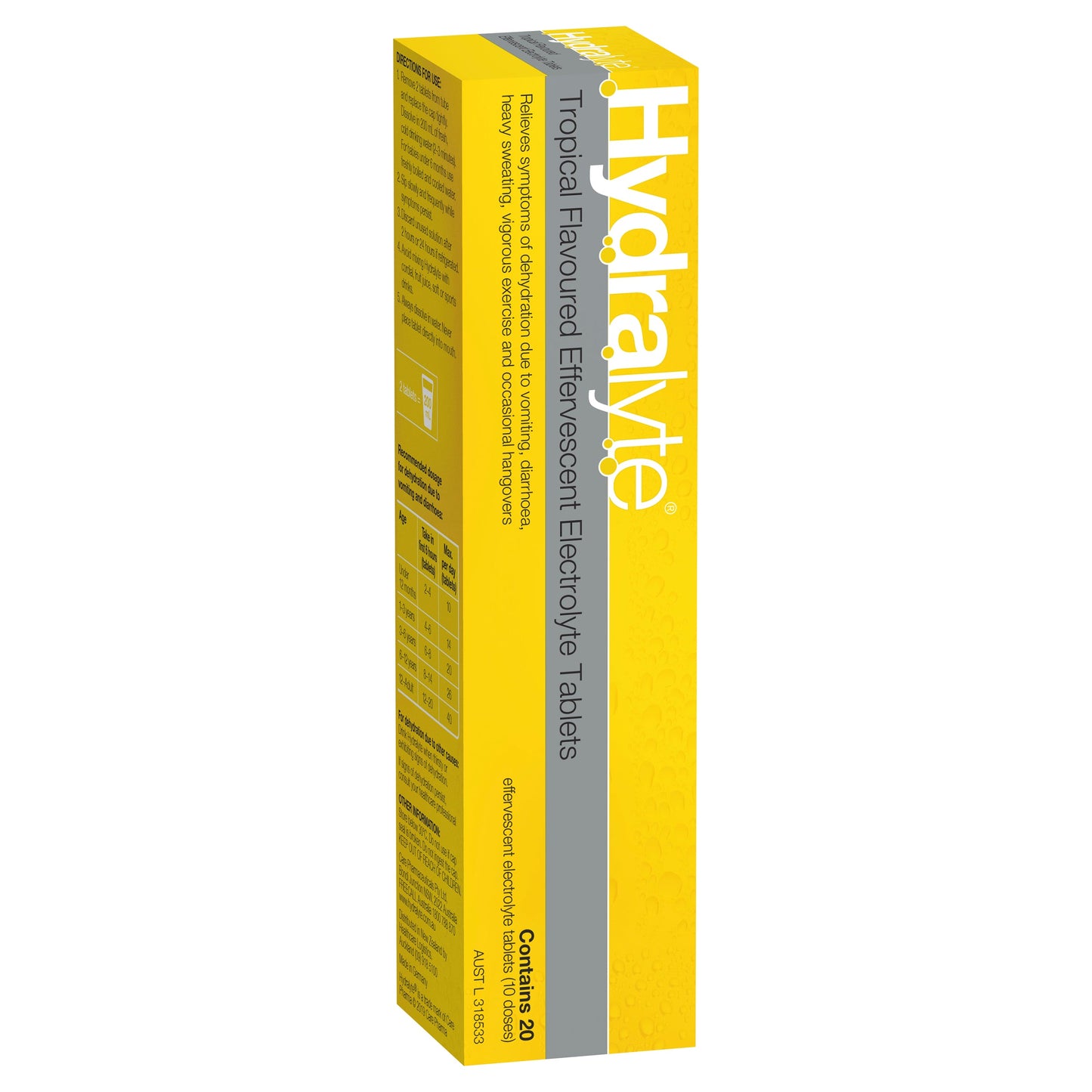 Hydralyte Electrolyte Effervescent Tropical 20 Tablets - Cutprice Online