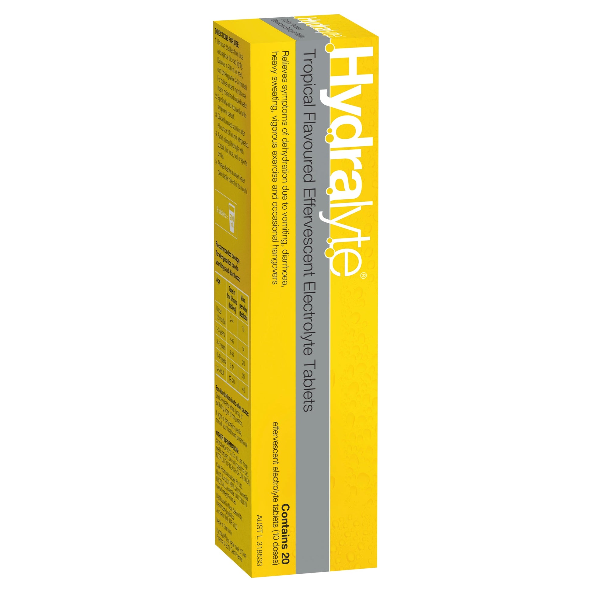 Hydralyte Electrolyte Effervescent Tropical 20 Tablets - Cutprice Online
