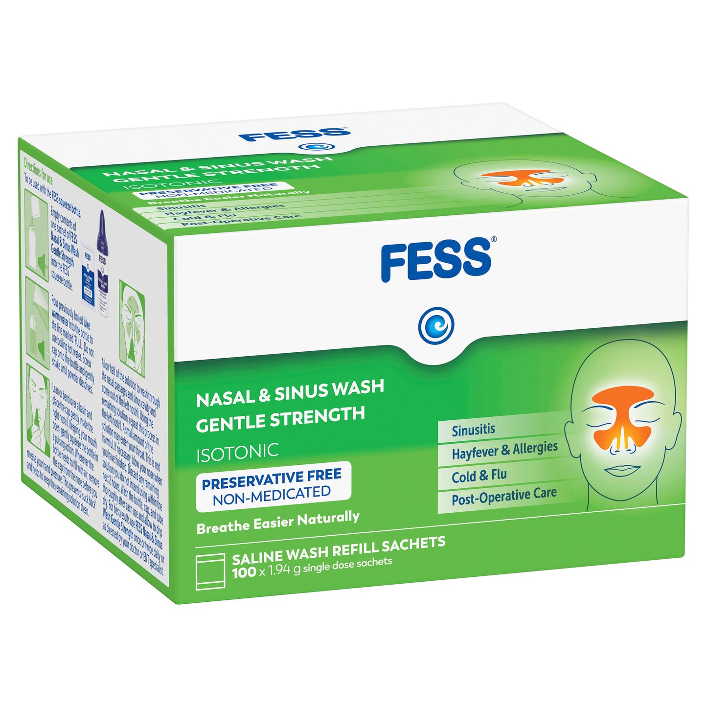 Fess Sinu Cleanse Gentle Nasal and Sinus Wash Sachets 100 Refills - Cutprice Online