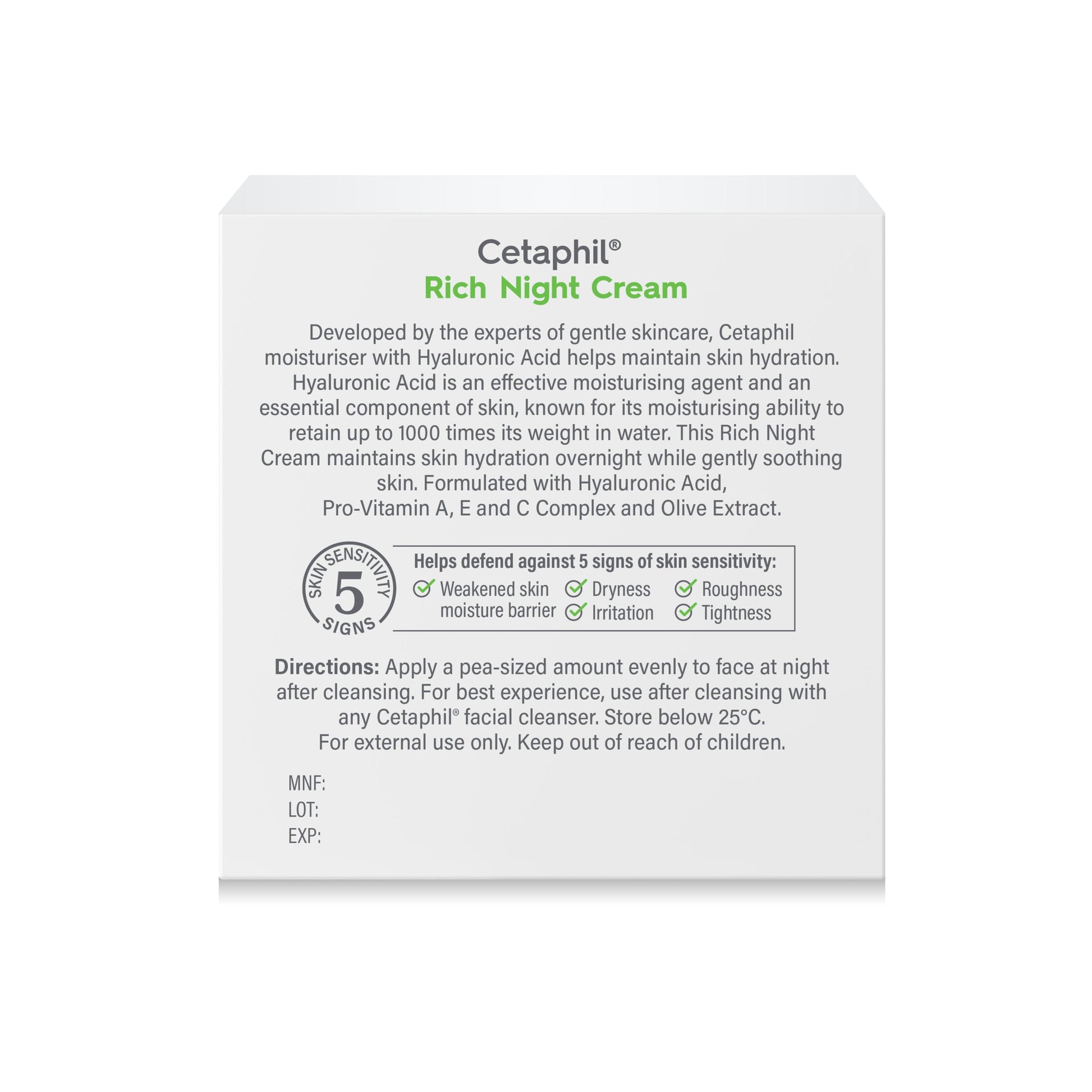 Cetaphil Face Rich Hydrating Night Cream With Hyaluronic Acid 48g - Cutprice Online