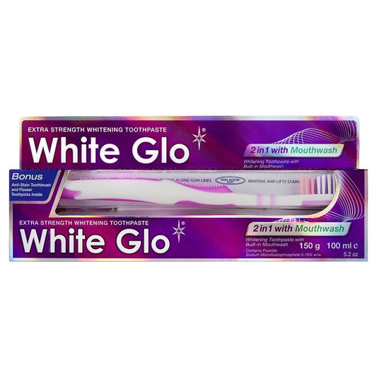 White Glo 2 IN 1 Whitening Toothpaste 150G - Cutprice Online