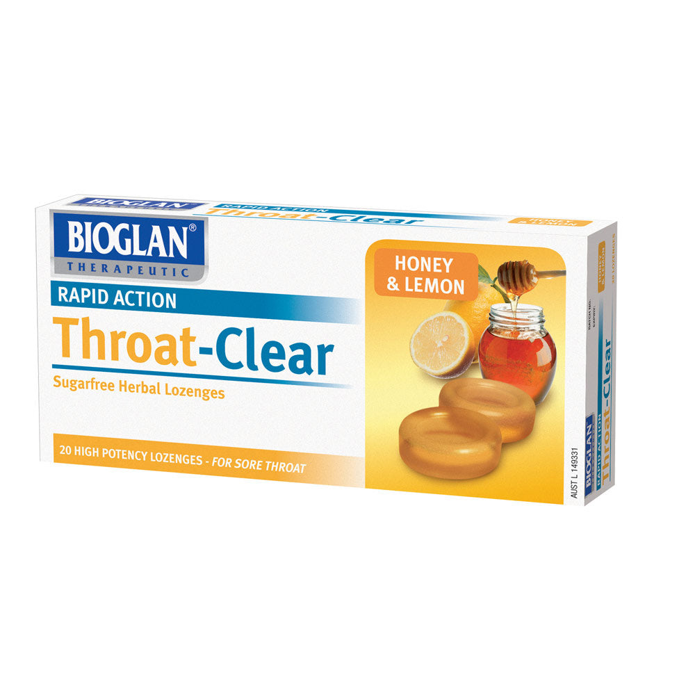 Bioglan Throat Clear 20 Lozenges Honey and Lemon - Cutprice Online