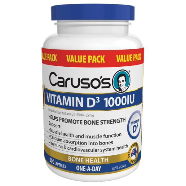 Caruso's Vitamin D3 1000IU 500 Capsules - Cutprice Online