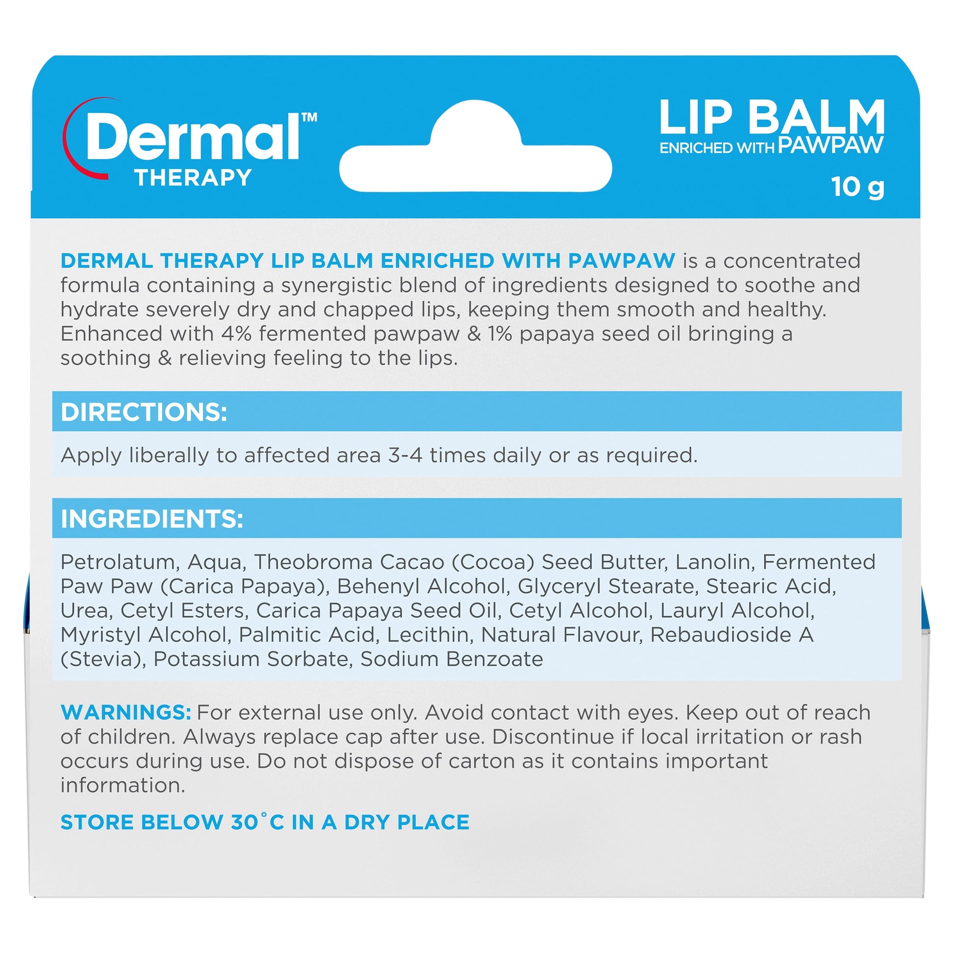Dermal Therapy Lip Balm Paw Paw 10g - Cutprice Online