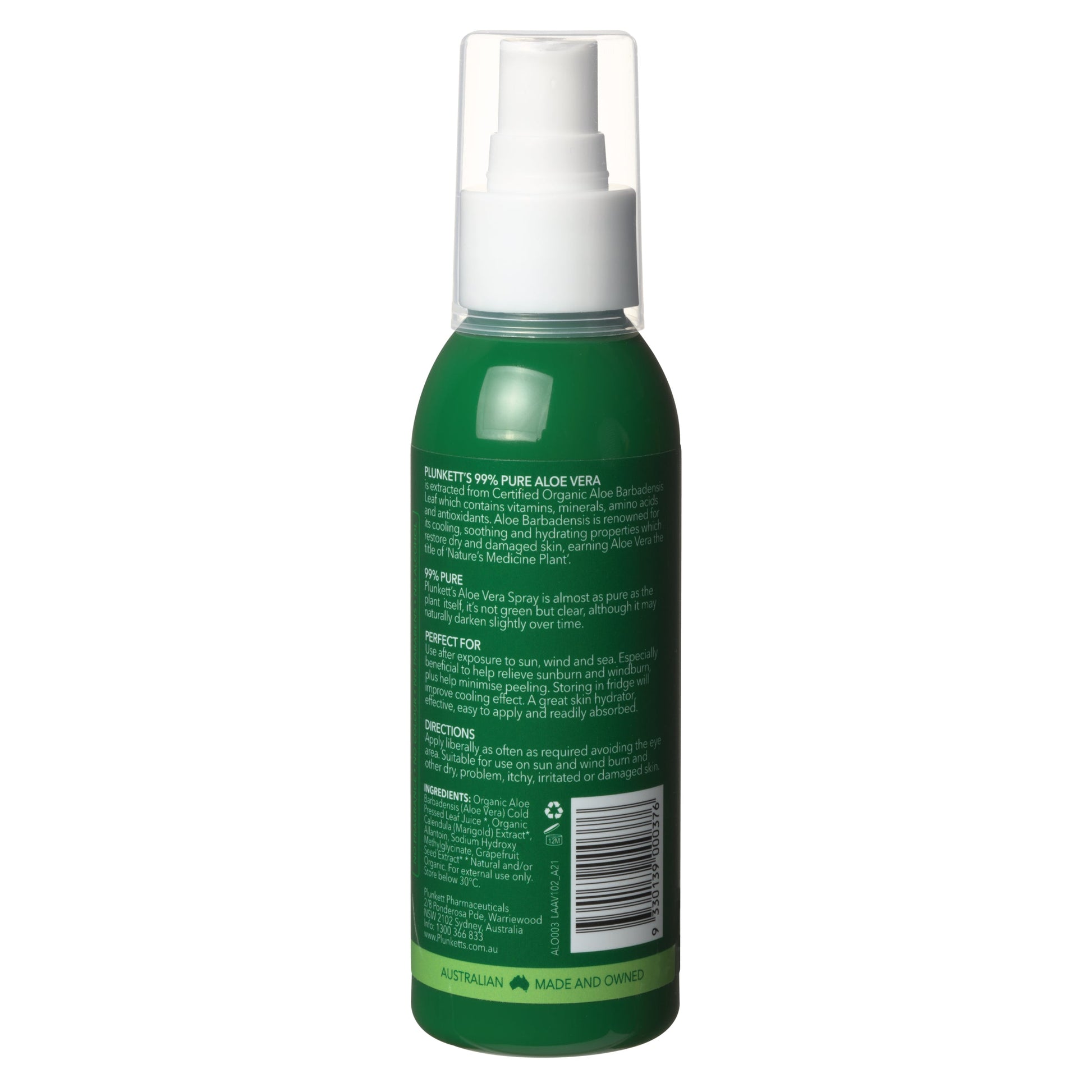 Plunkett Pure Aloe Vera 99% Spray 125ml - Cutprice Online