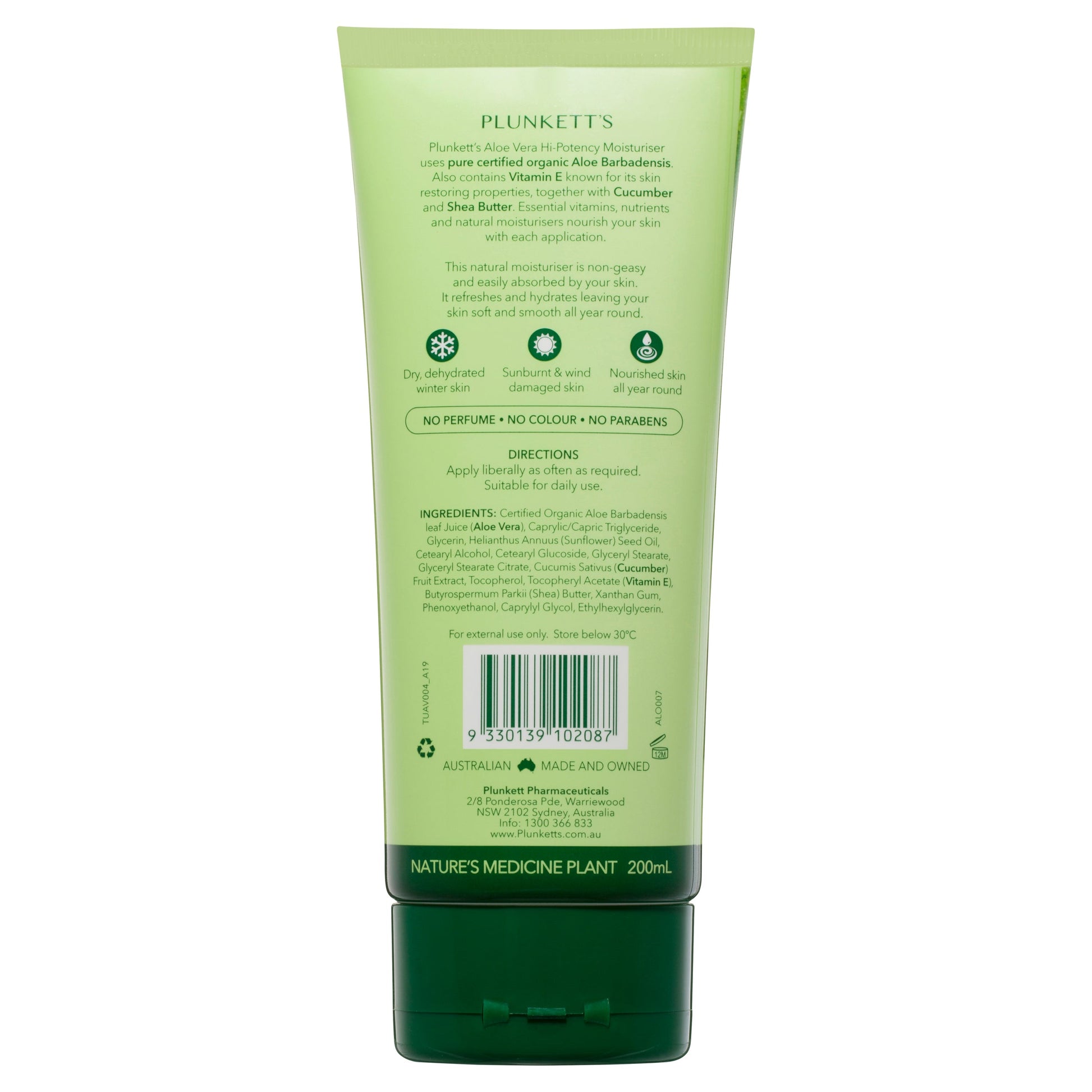 Plunkett Pure Aloe Vera 90% Moisturiser 200ml - Cutprice Online