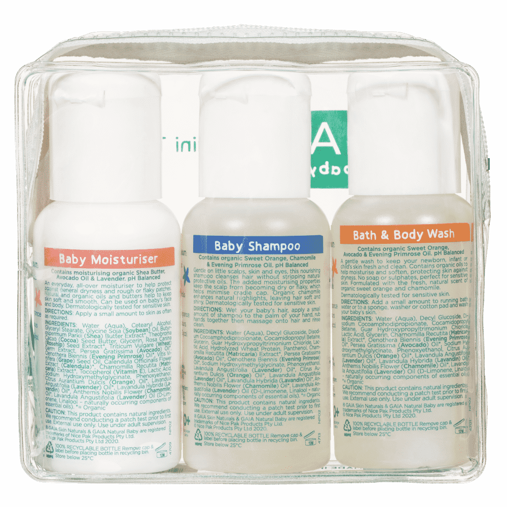 GAIA Natural Baby 3Pack Mini Traveller Kit 50ml - Cutprice Online