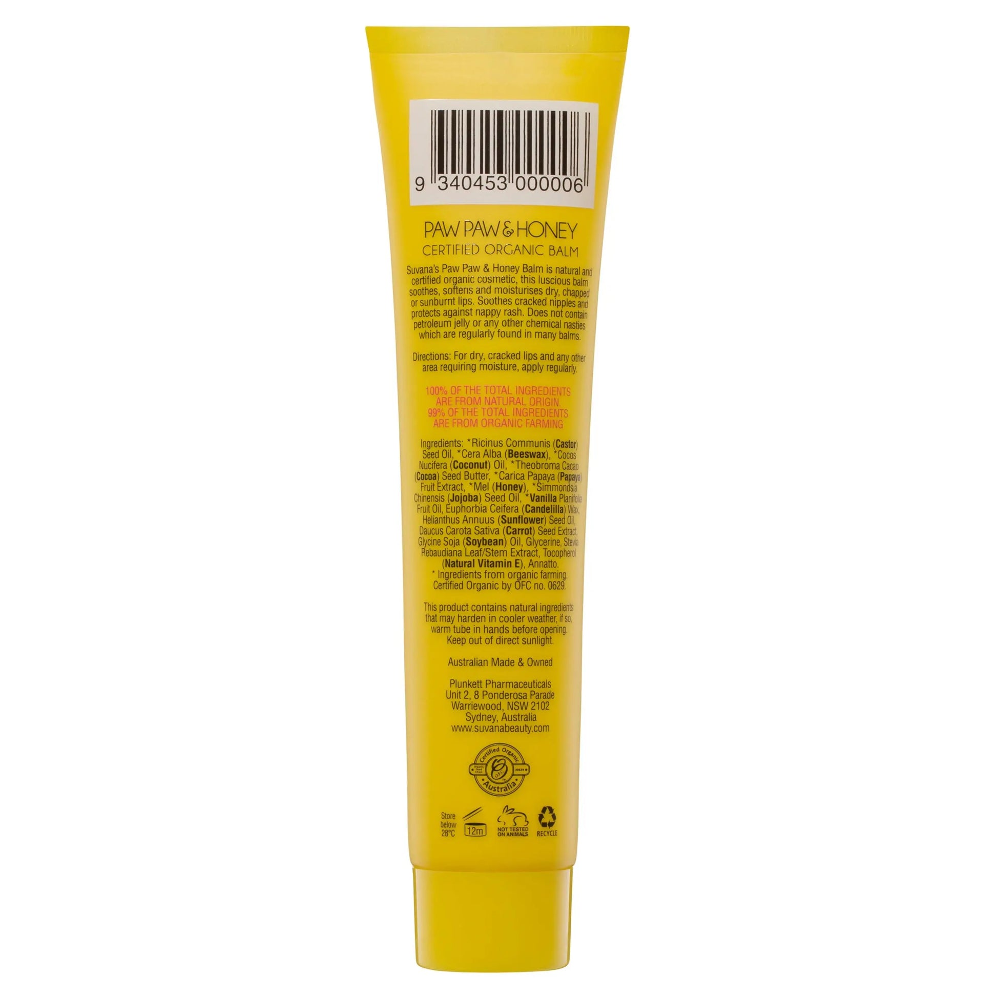 SUVANA Paw Paw Lip Balm 25g SUVANA