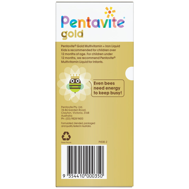 Pentavite Gold Multivitamin + Iron Liquid Watermelon For Kids 200ml - Cutprice Online