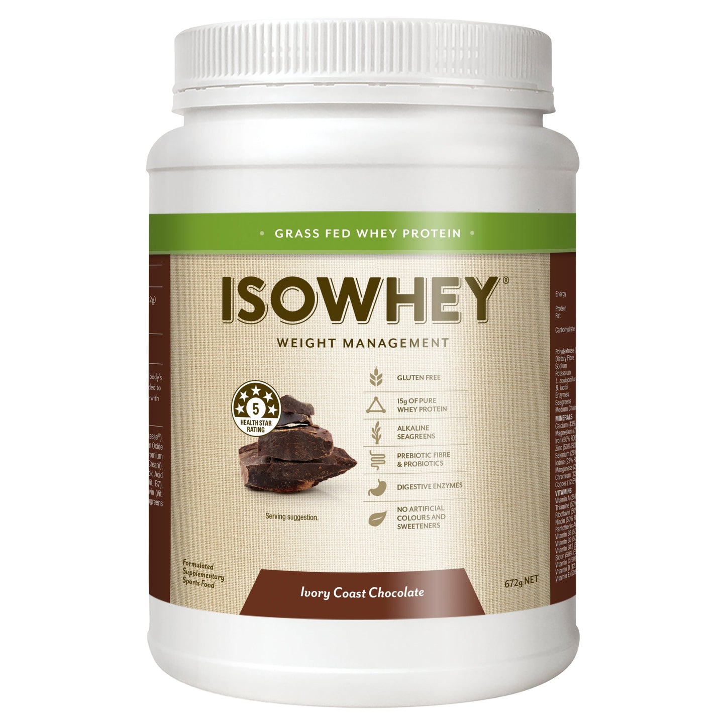 IsoWhey Complete Ivory Coast Chocolate 672g - Cutprice Online