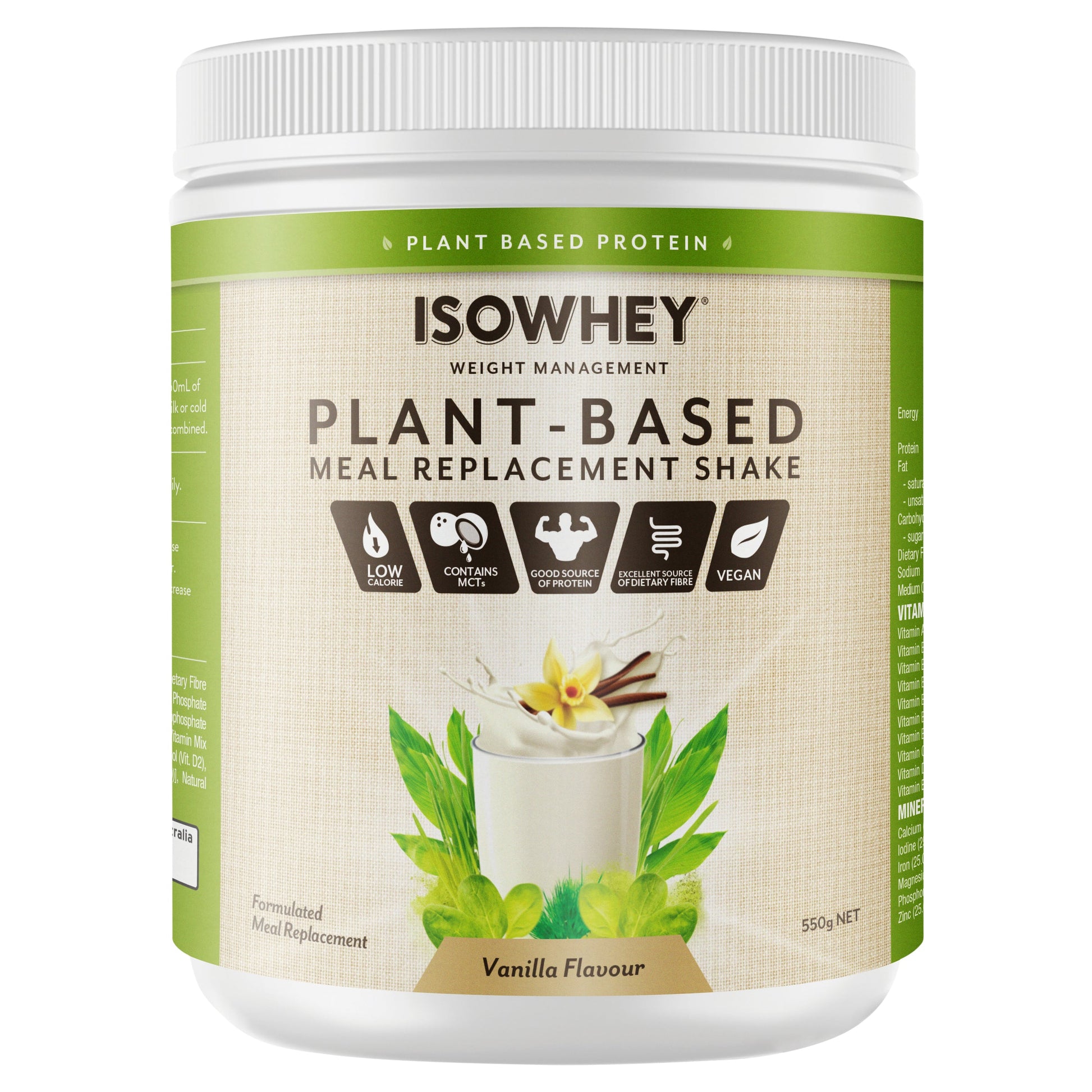 IsoWhey Plant-Based Meal Replacement Shake Vanilla 550g - Cutprice Online