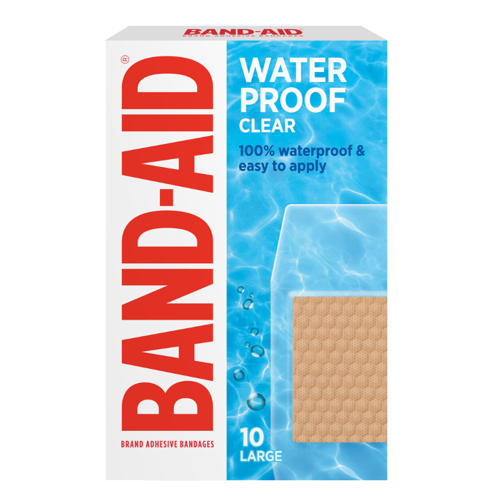 Bandaid Waterproof Clear Large 10pk