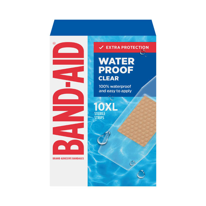 Bandaid Waterproof Clear Large 10pk