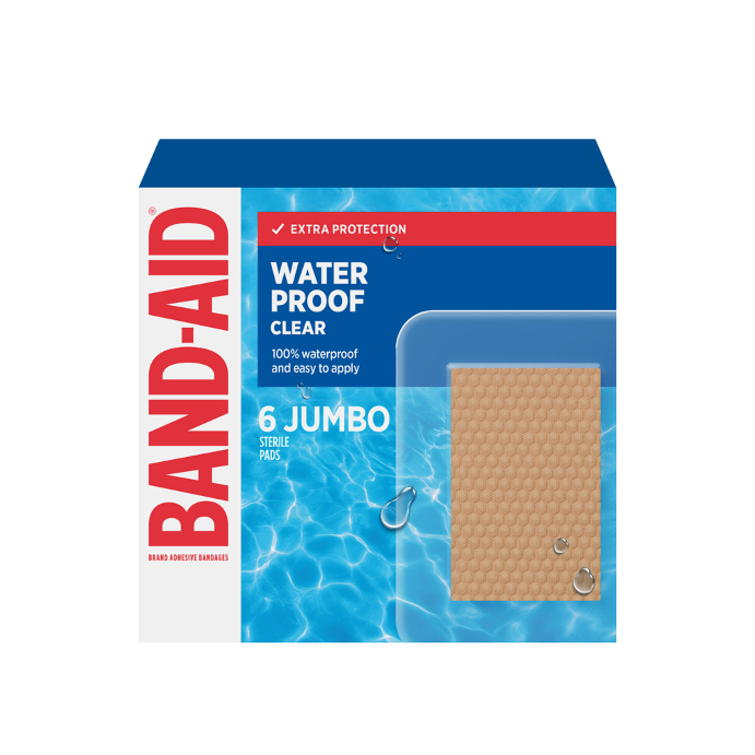 Bandaid Waterproof Clear Jumbo Pad 6pk