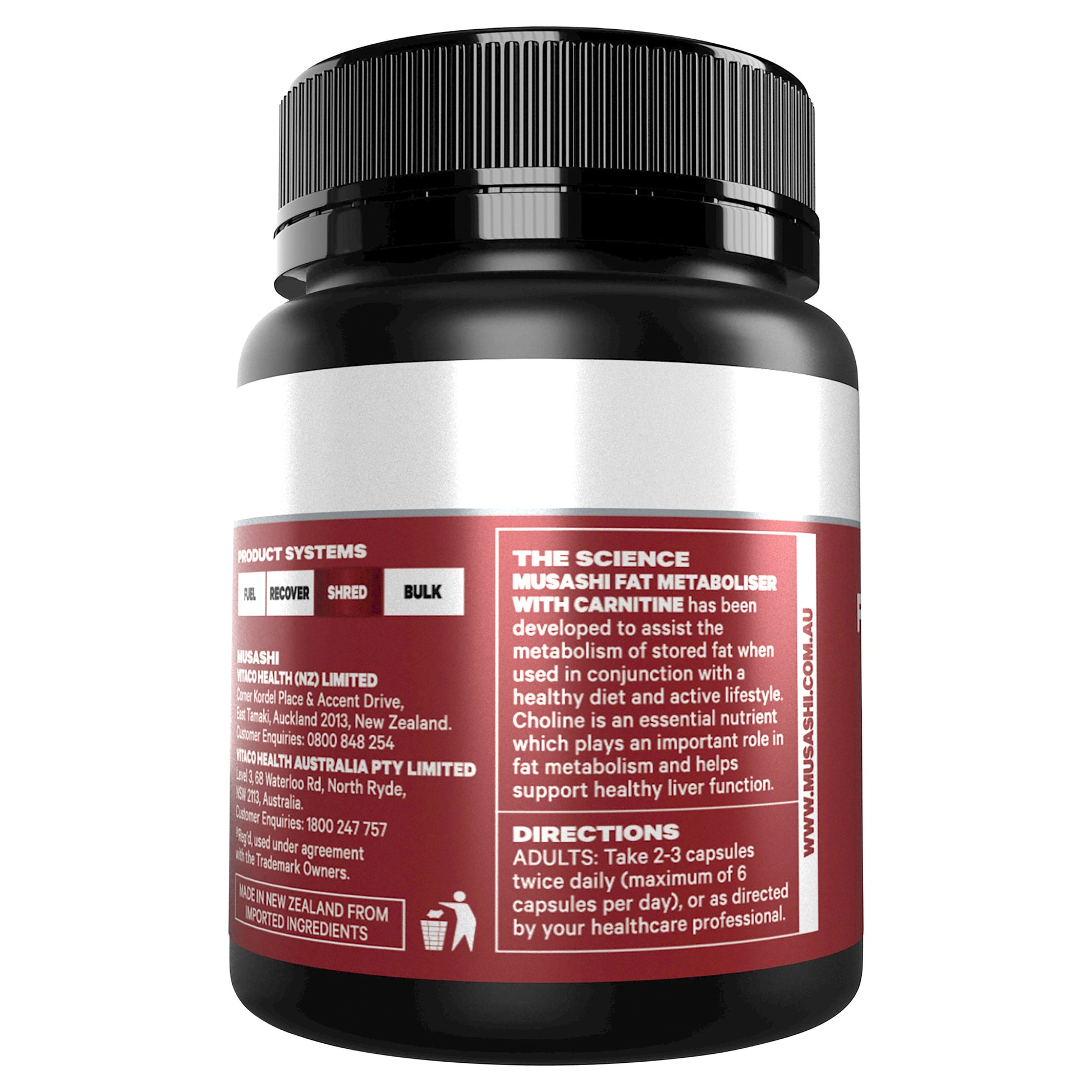 Musashi Fat Metaboliser + Carnitine 60 Capsules - Cutprice Online