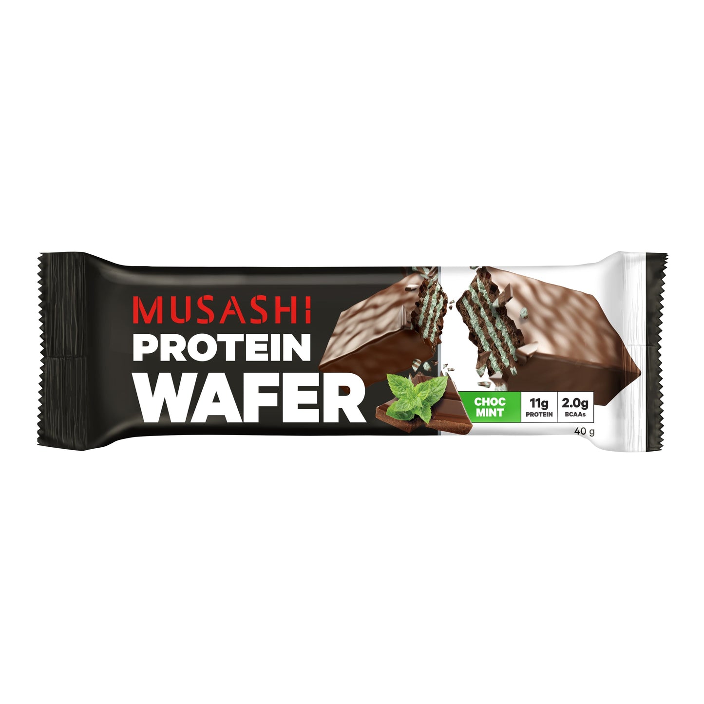Musashi Protein Wafer Bar Choc Mint 40g 12PACK - Cutprice Online