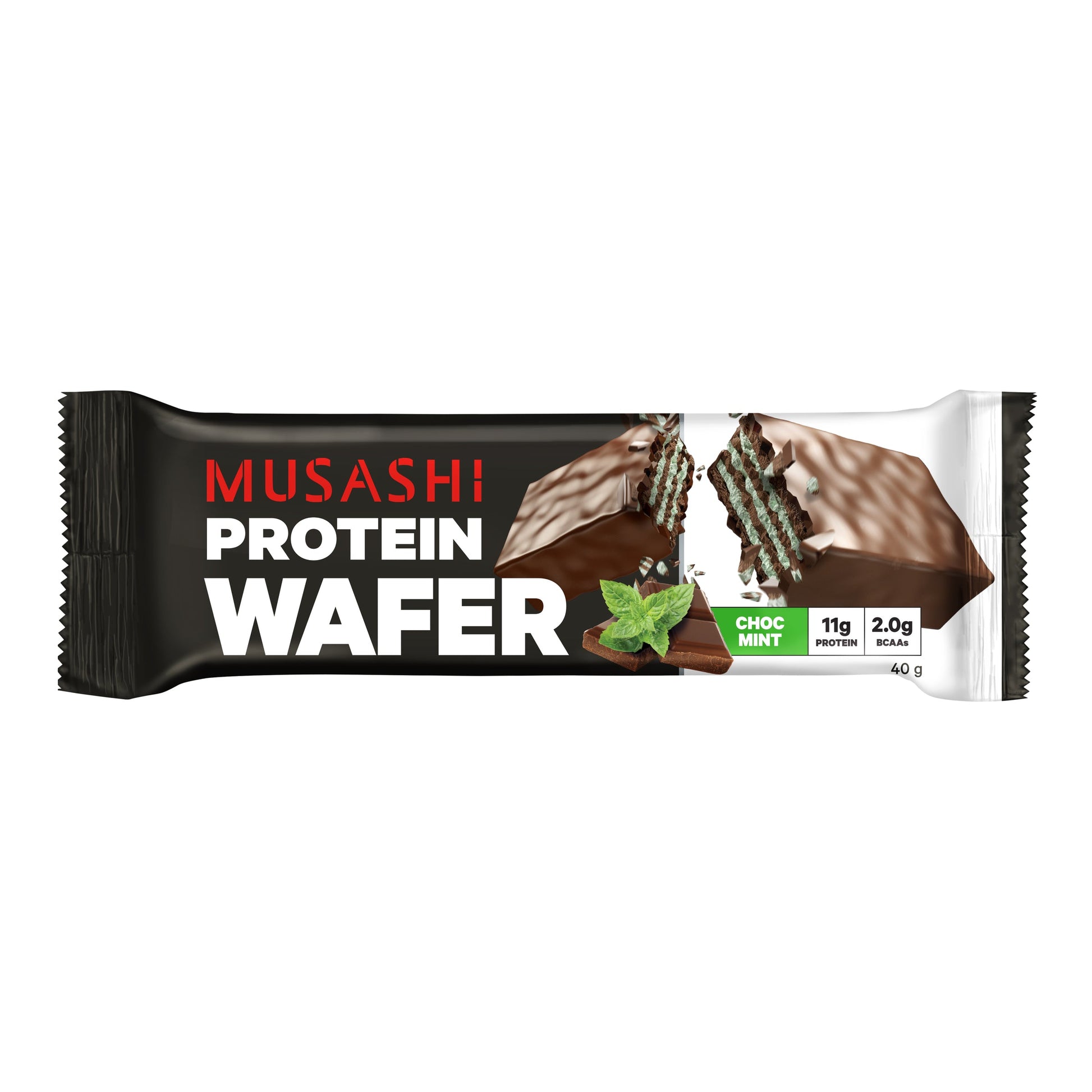 Musashi Protein Wafer Bar Choc Mint 40g 12PACK - Cutprice Online