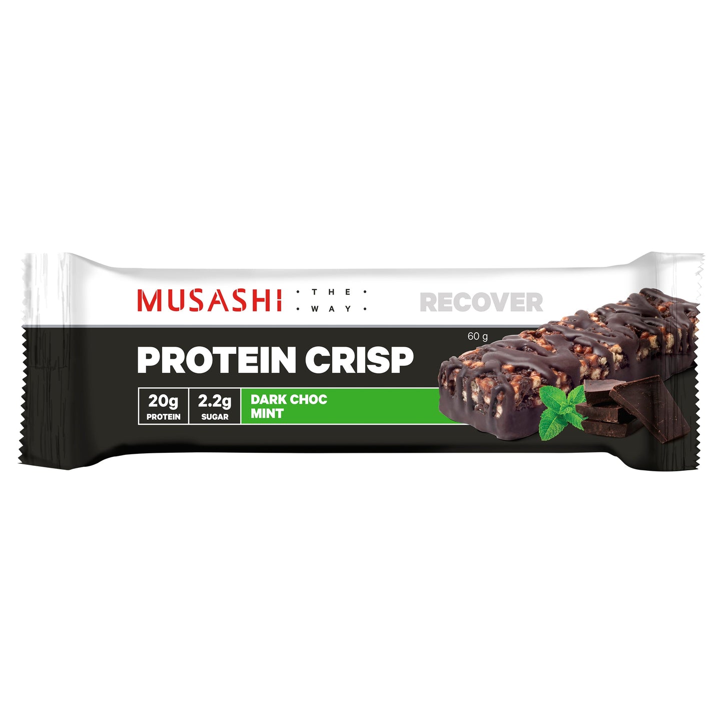 Musashi Protein Crisp Bar Dark Choc Mint 60g 12PACK - Cutprice Online