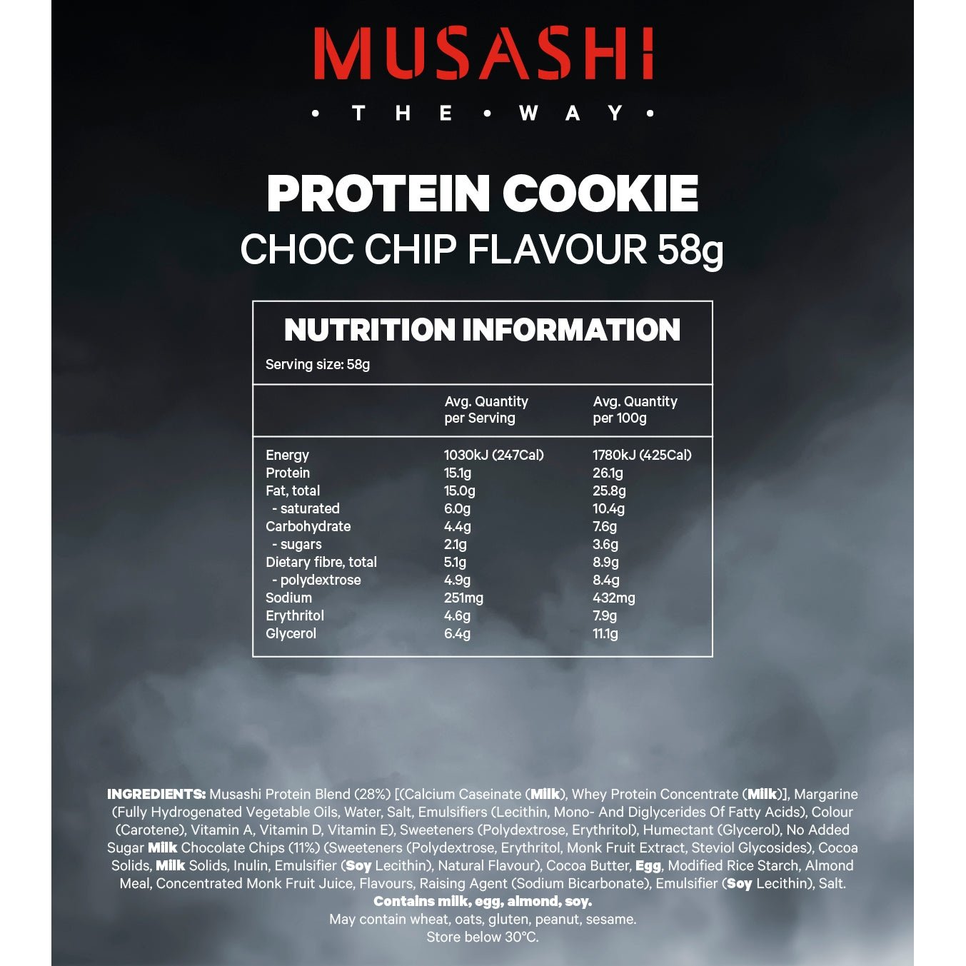 Musashi Protein Cookie Choc Chip 58g 12PK - Cutprice Online