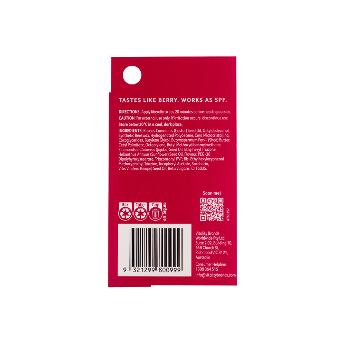 Cancer Council Lip Balm SPF50+ Berry Bliss 15g
