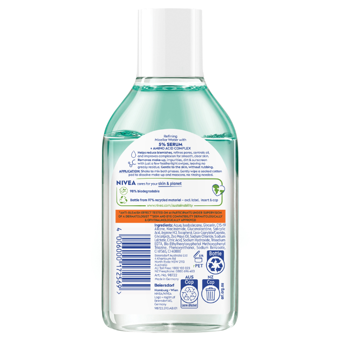 Nivea Micellar Water Derma Skin Clear 400ml