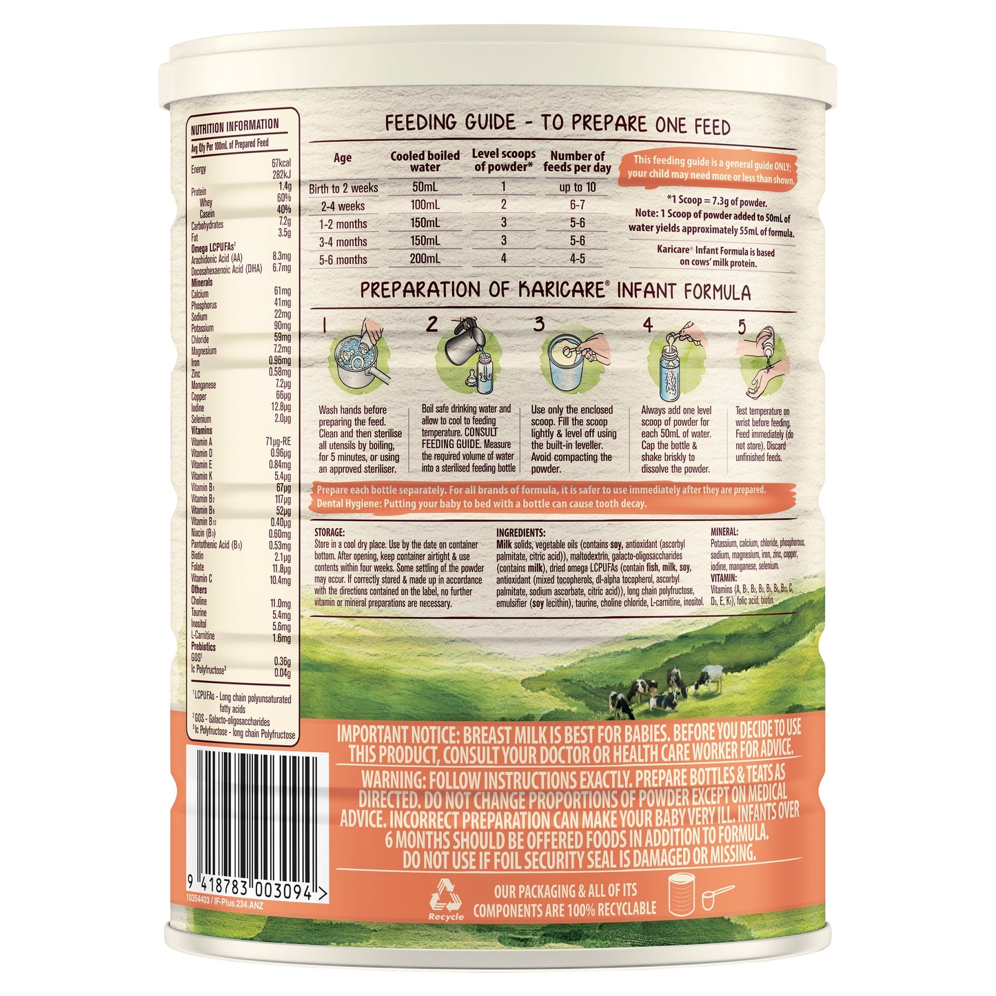 Karicare Plus 1 Infant Formula (0-6 Months) 900g - Cutprice Online