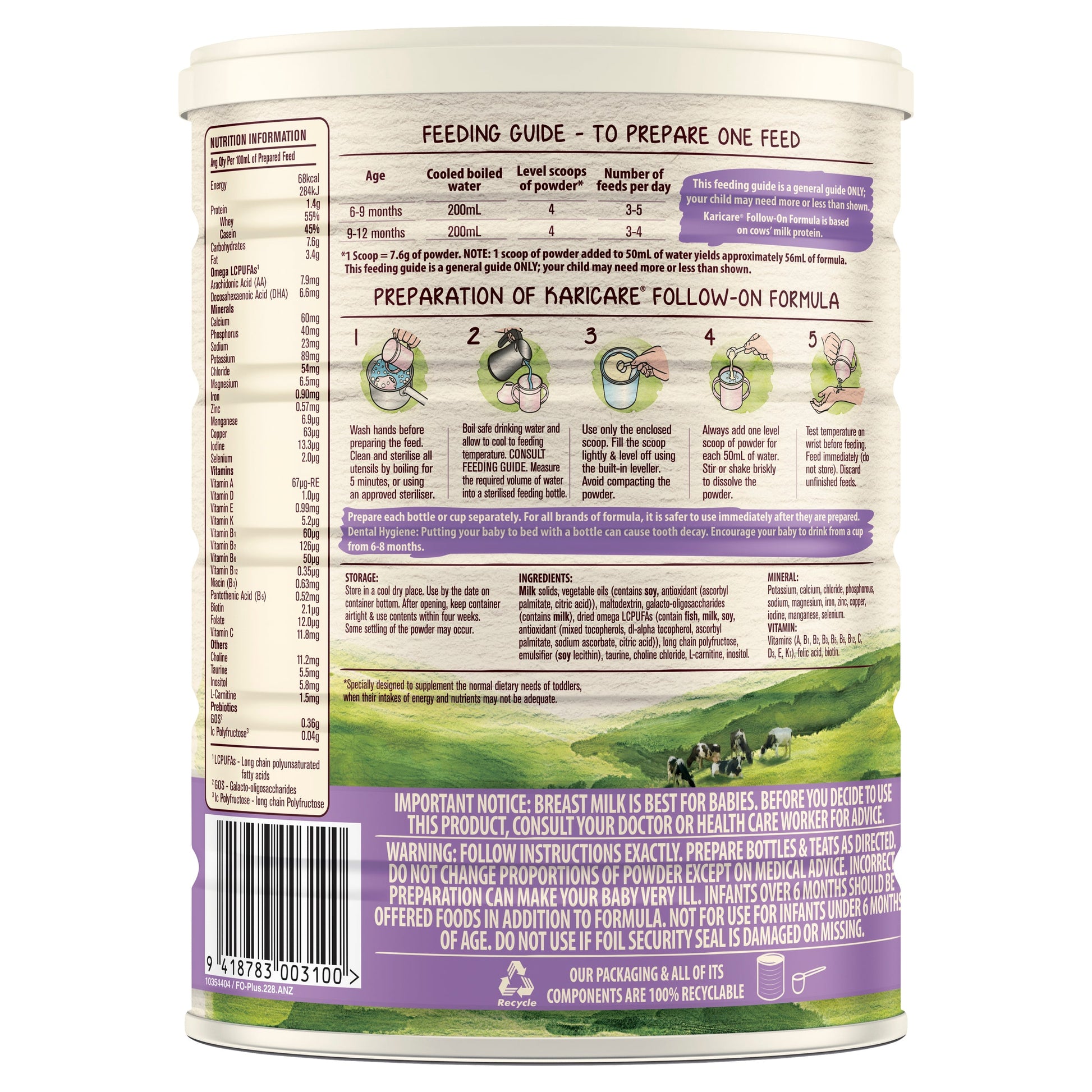 Karicare Plus 2 Follow On Formula (6 Months+) 900g - Cutprice Online