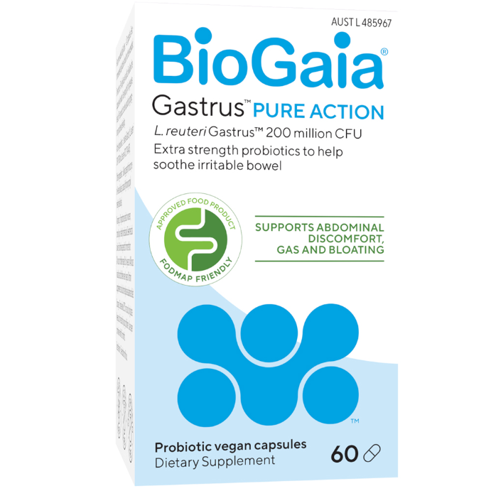 BioGaia Gastrus Pure Action Probiotic Vegan Capsules 60