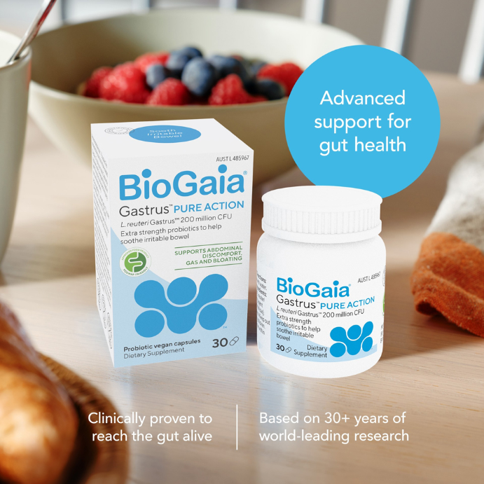 BioGaia Gastrus Pure Action Probiotic Vegan Capsules 30