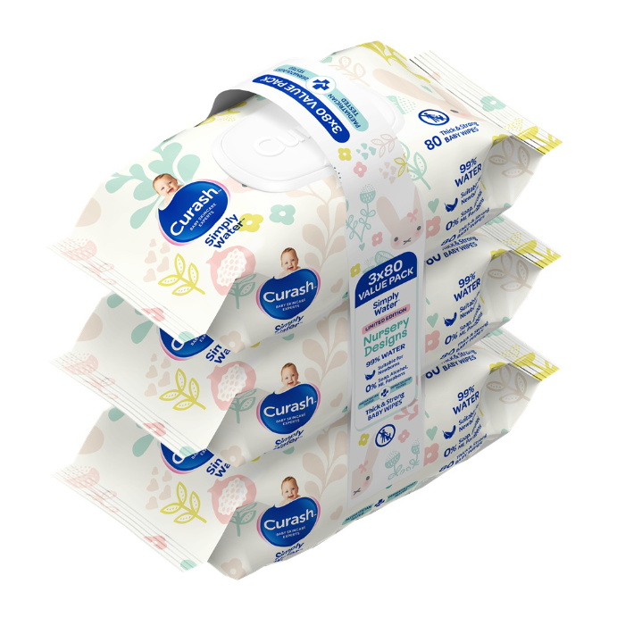 Curash Nursery Designs Wipes 3x80pk