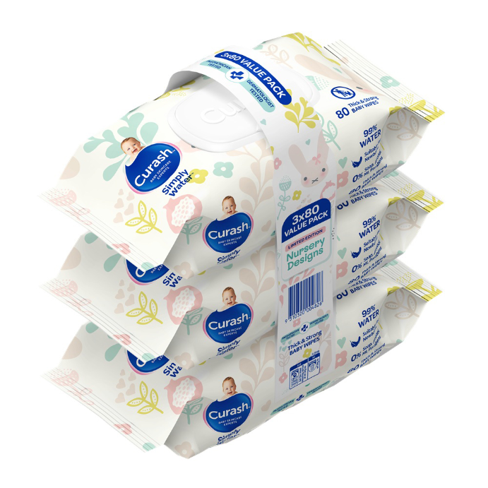 Curash Nursery Designs Wipes 3x80pk