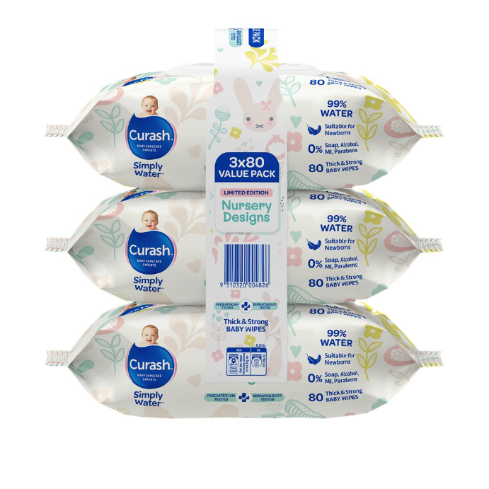 Curash Nursery Designs Wipes 3x80pk