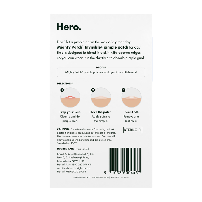 Hero Mighty Patch Invisible+ Hydrocolloid Pimple Patches 24 Pack