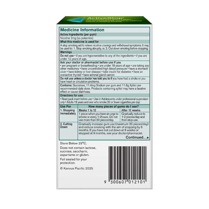Nicorette Gum Freshfruit 2mg 30pk