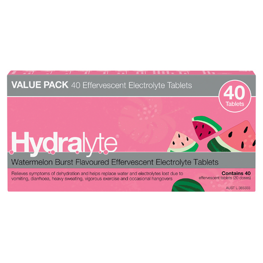 Hydralyte Effervescent Electrolyte 40 Tablets – Watermelon Burst Flavour