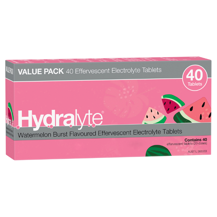 Hydralyte Effervescent Electrolyte 40 Tablets – Watermelon Burst Flavour
