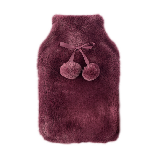 Body Warmers Fur Hot Water Bottle & Cover Set in Maroon or Charcoal 1 Each