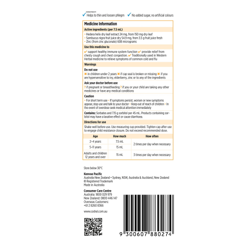 Codral Kids Cold & Flu Cough + Immune Support 200mL