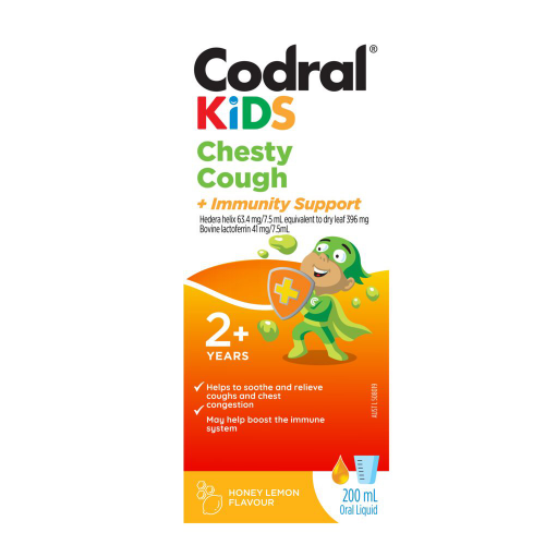 Codral Kids Chesty Cough + Immunity Support Honey Lemon Flavour 200mL